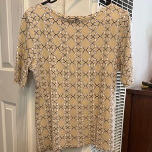 Pima Cotton Patterned Beige Women's Top